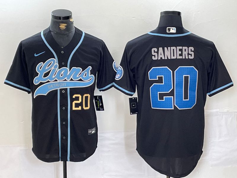 Men Detroit Lions #20 Sanders Black Joint Name 2024 Nike Limited NFL Jersey style 2->detroit lions->NFL Jersey